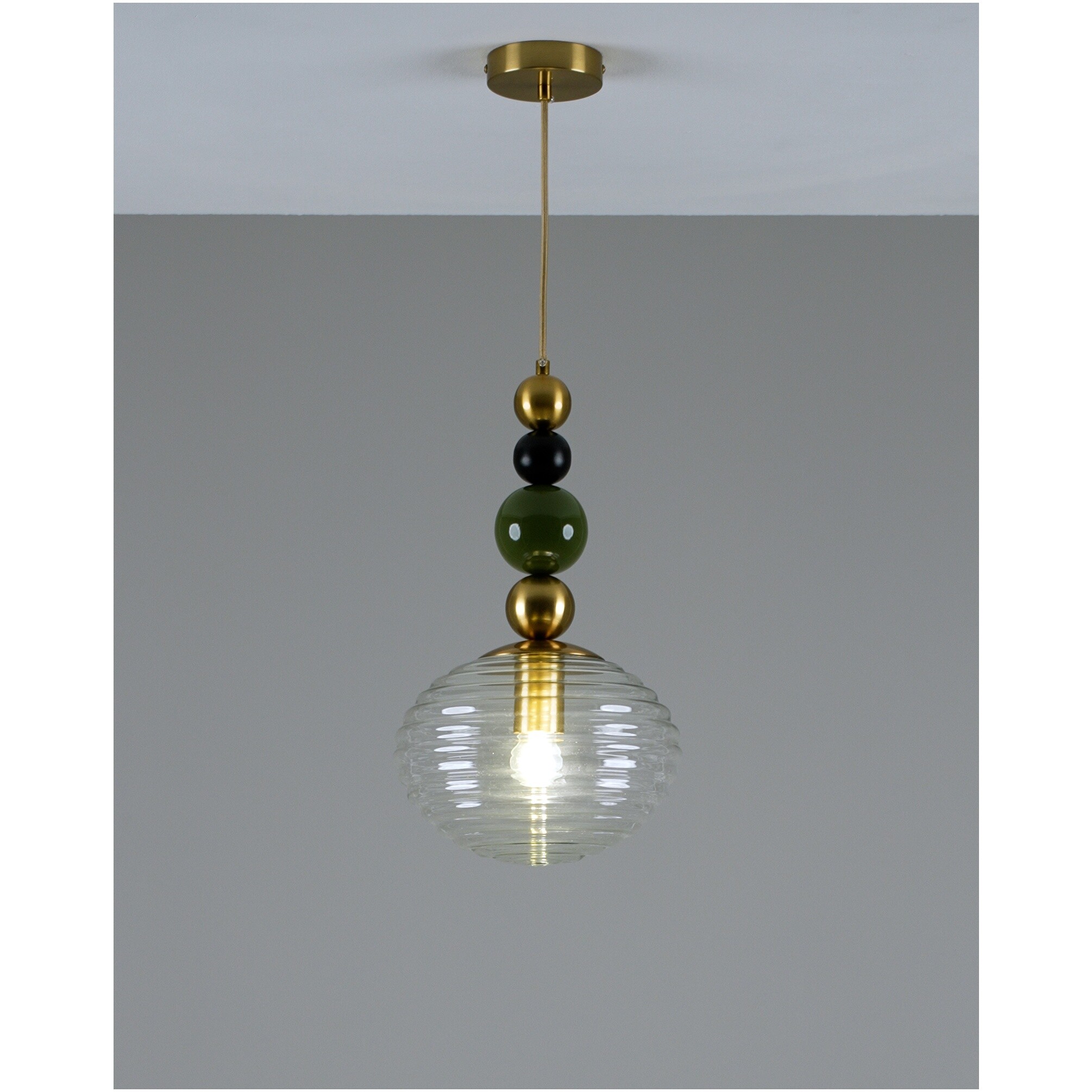 Подвесной светильник со стеклянным плафоном бронза, прозрачный Arti V10914-P