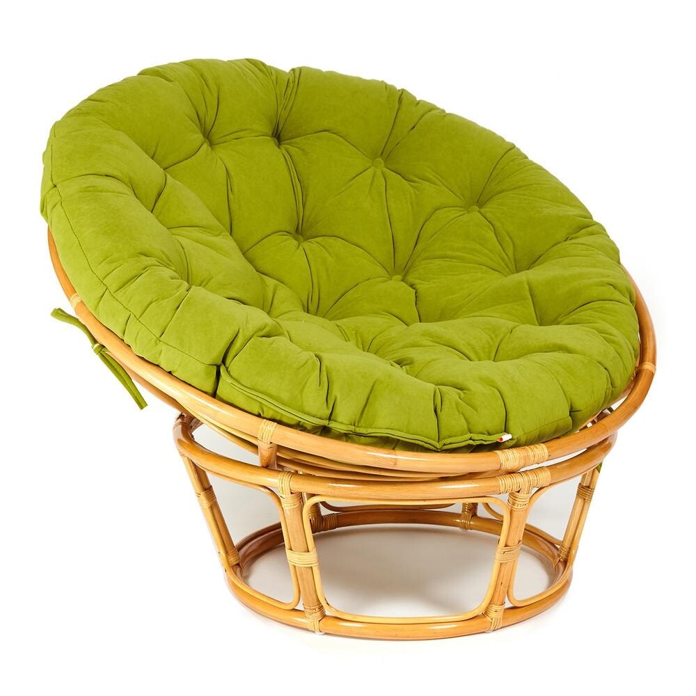 Плетеное кресло с подушкой мед, зеленое Papasan
