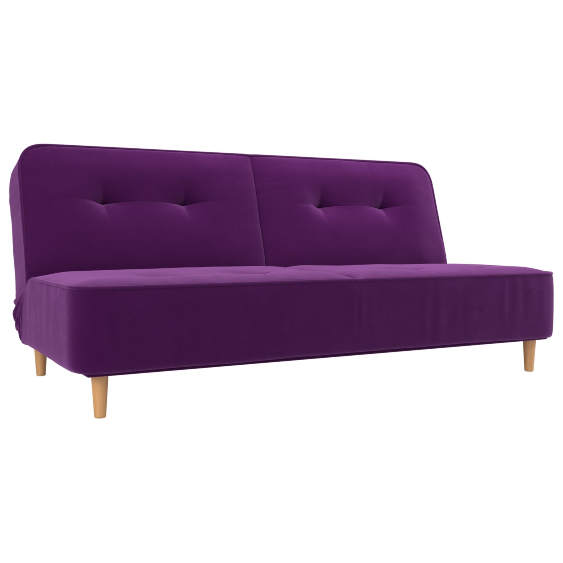 Диван-кровать прямой двухместный микровельвет фиолетовый &quot;Портленд&quot;