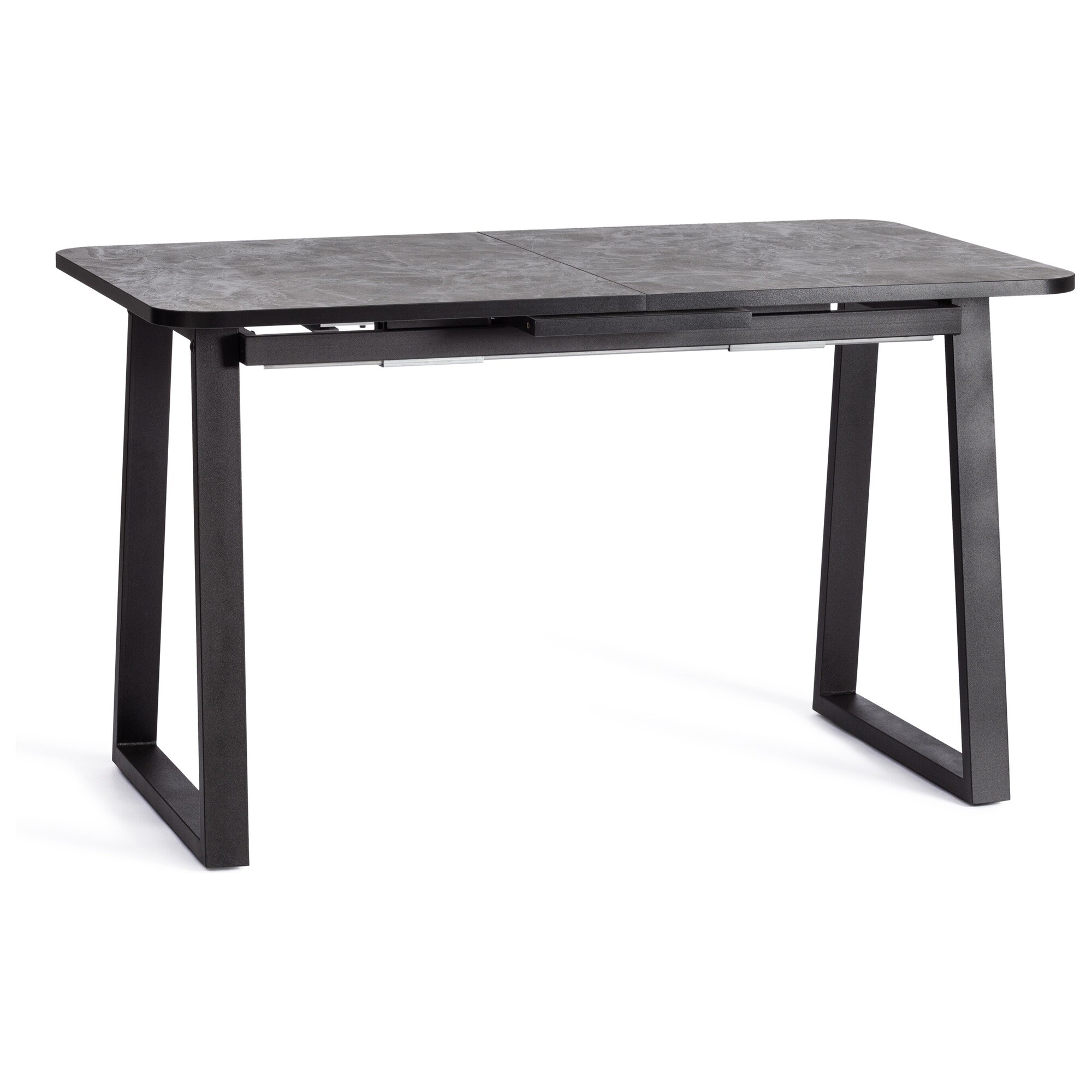 Обеденный стол раздвижной на металлических ножках 75х130 см гранит темный, черный Maltido