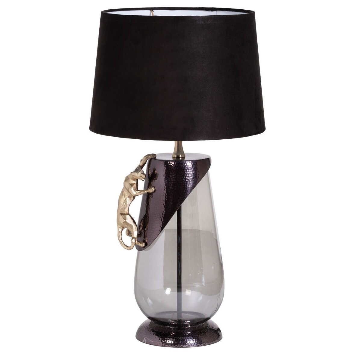Лампа настольная с абажуром и металлическим декором 60,5х34 см черная &quot;Ягуар&quot; 69-720036LS