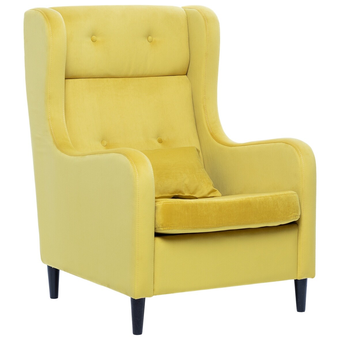 Кресло мягкое с подушкой и подголовником рогожка желтое &quot;Галант&quot;