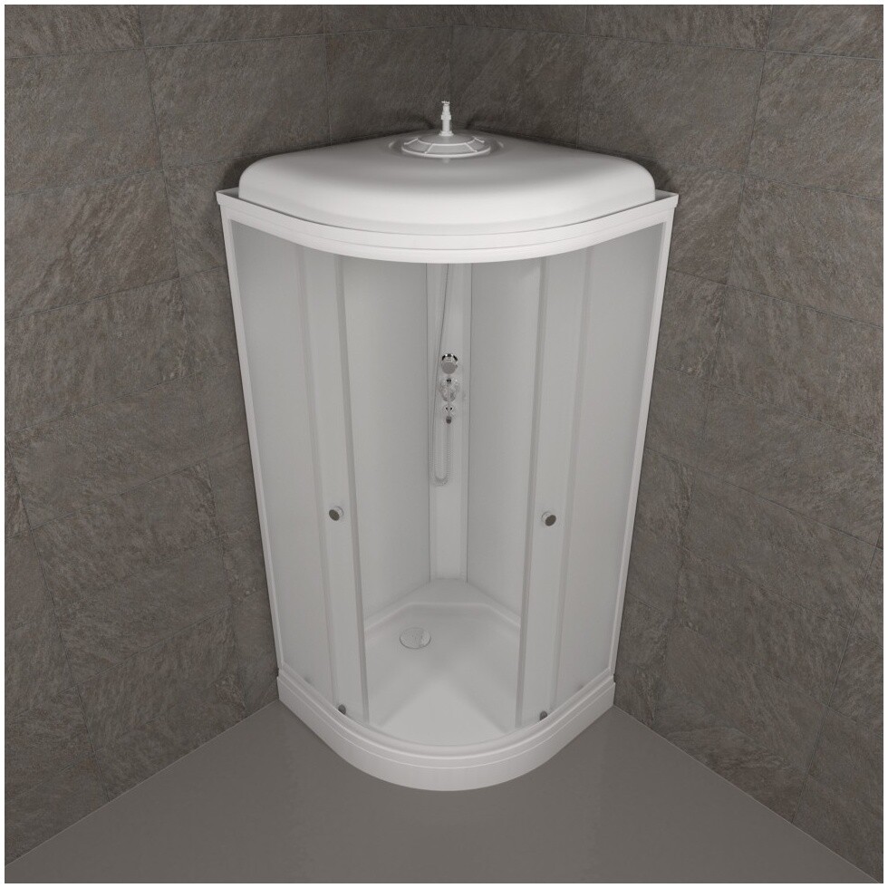 Душевая кабина четверть круга с низким поддоном 80х80 см белая Triton "Вельвет А" Щ0000064622 - изображение 4