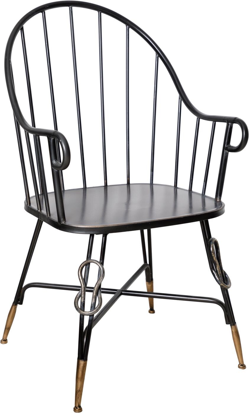 Кресло металлическое с подлокотниками черное Glasar