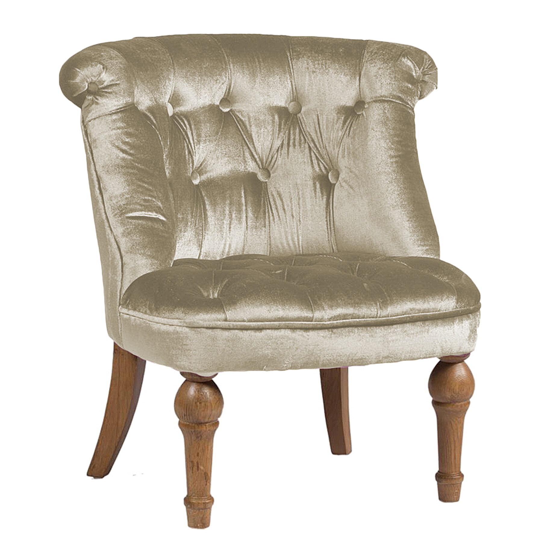 Кресло мягкое с деревянными ножками молочное Sophie Tufted Slipper Chair