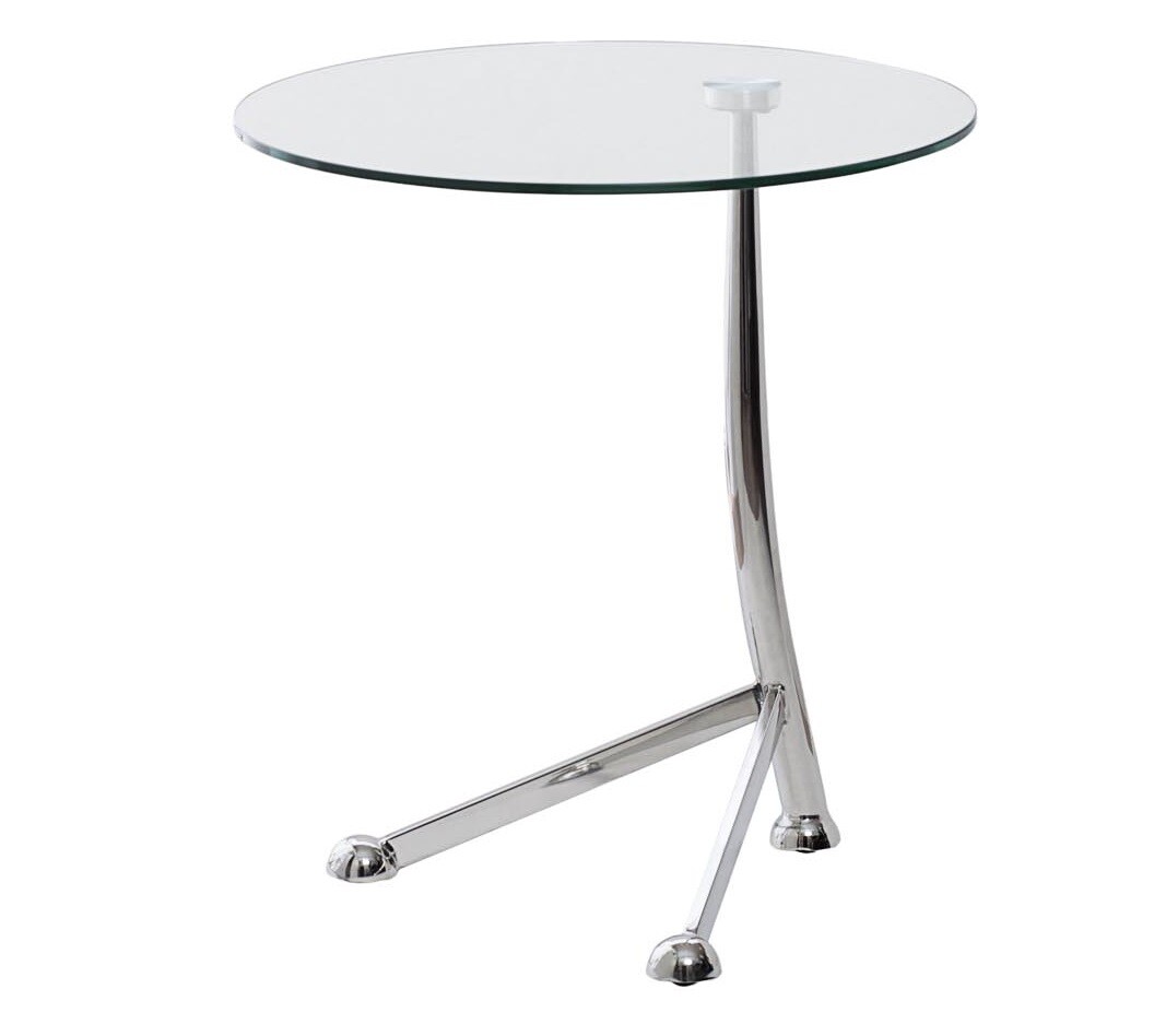 Прикроватный столик стеклянный с ножкой хром 55 см Hol