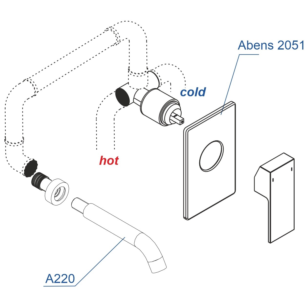 Смеситель для раковины и душа встраиваемый с изливом черный Wasserkraft A20503 - изображение 4