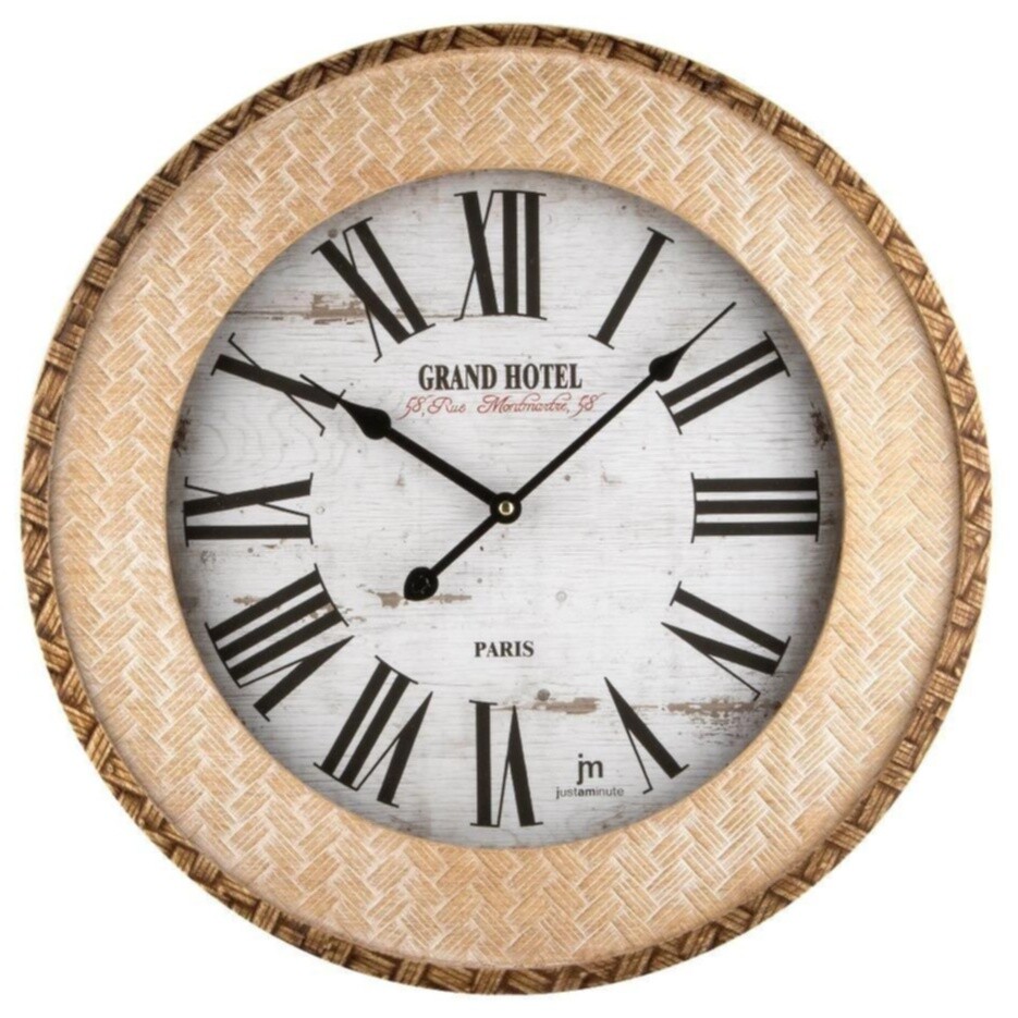 Часы настенные кварцевые круглые с плетением 50 см коричневые 21518