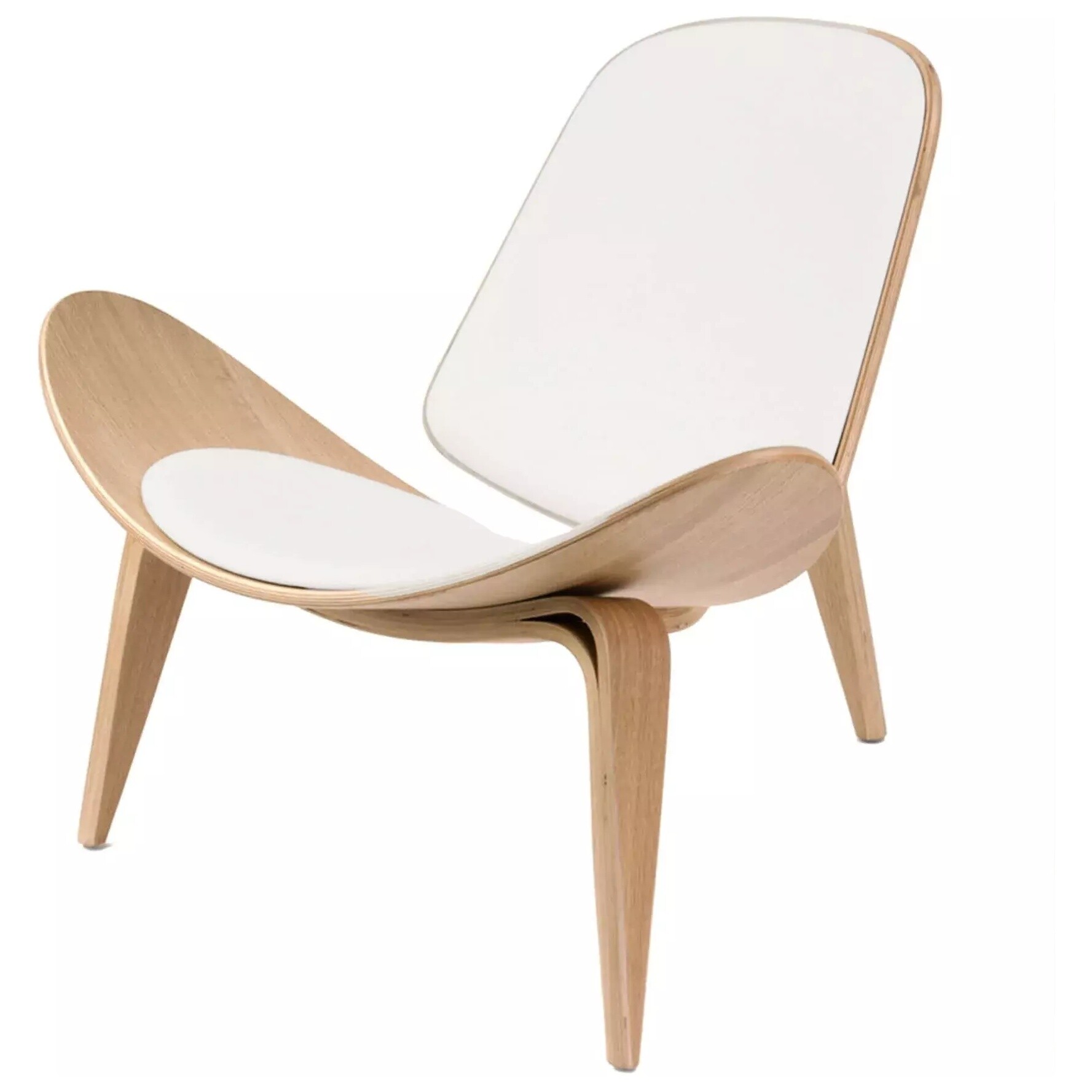 Кресло деревянное с 3 ножками бежевое, белое Shell