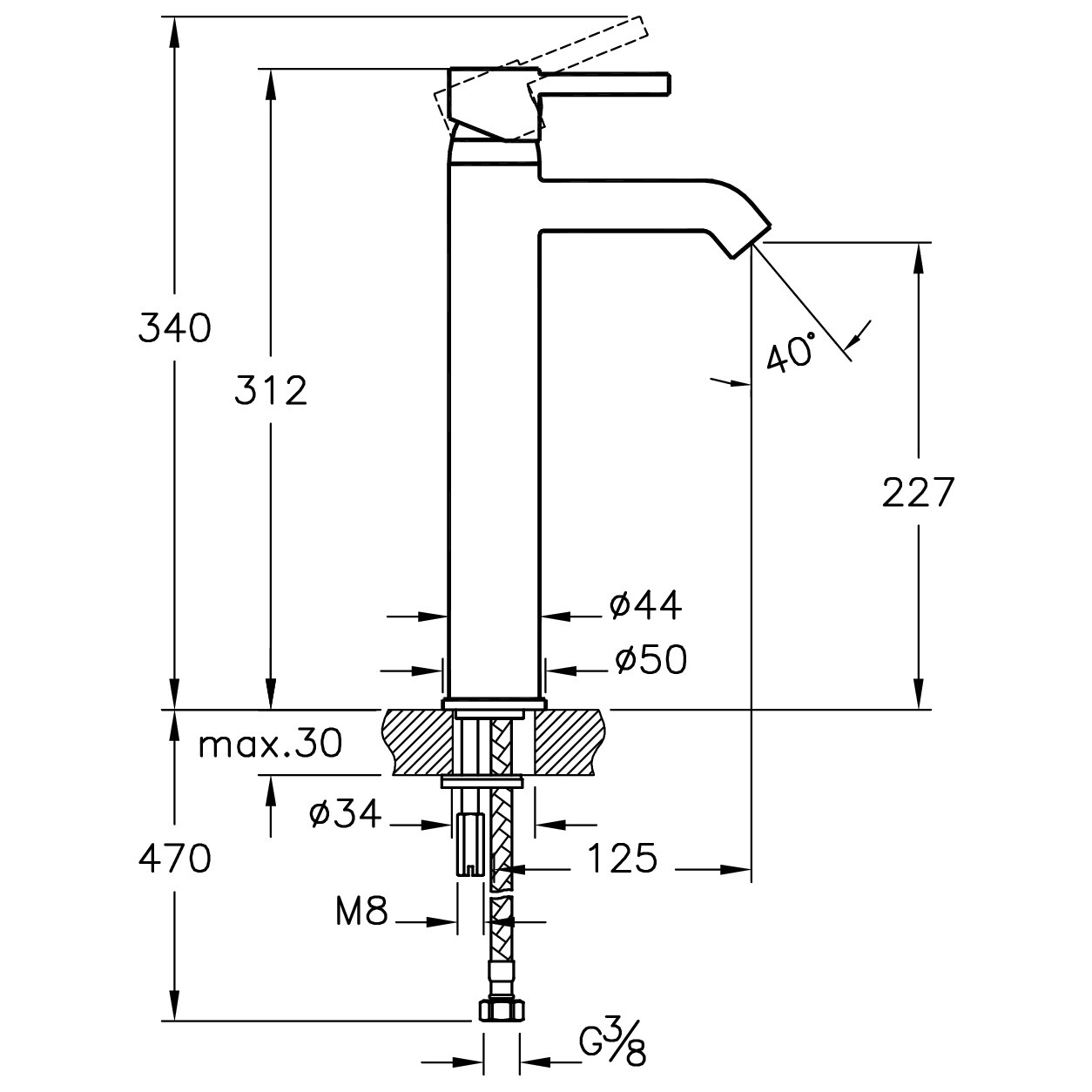 Смеситель для раковины однорычажный хром Vitra Minimax S A41990EXP - изображение 4