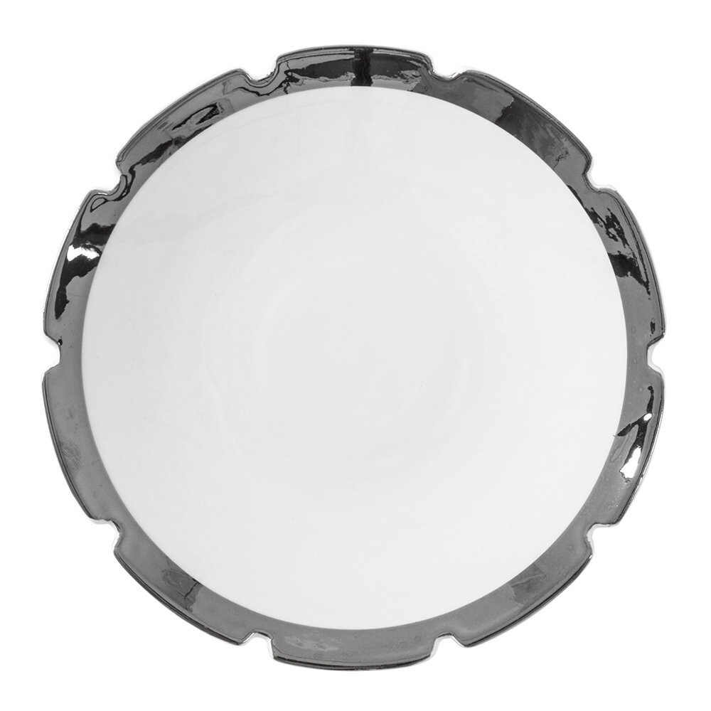 Тарелка круглая фарфоровая 20х20 см белая, серая Machine Collection