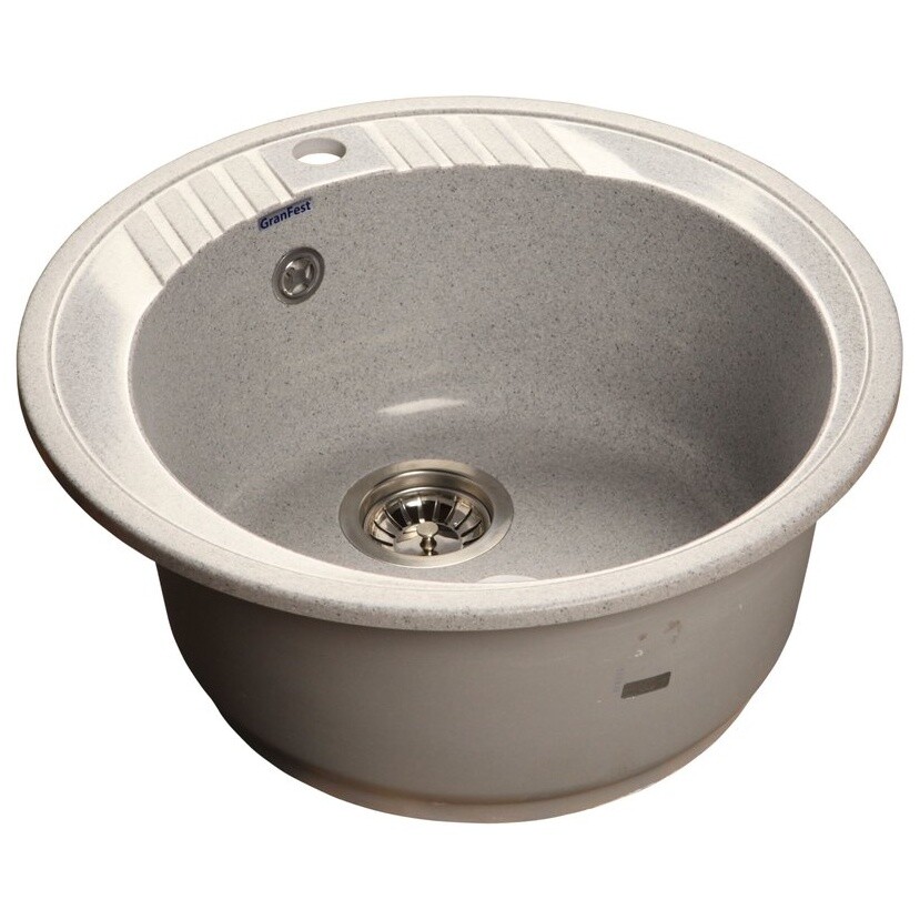 Мойка кухонная кварцевая круглая 52 см серая Granfest Rondo GF-R-520 серый