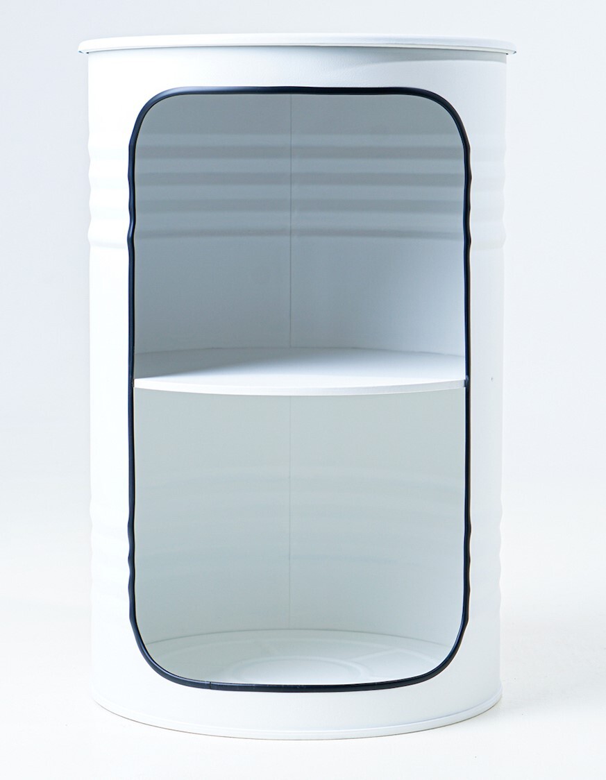 Бочка-шкаф декоративная металлическая белая X White