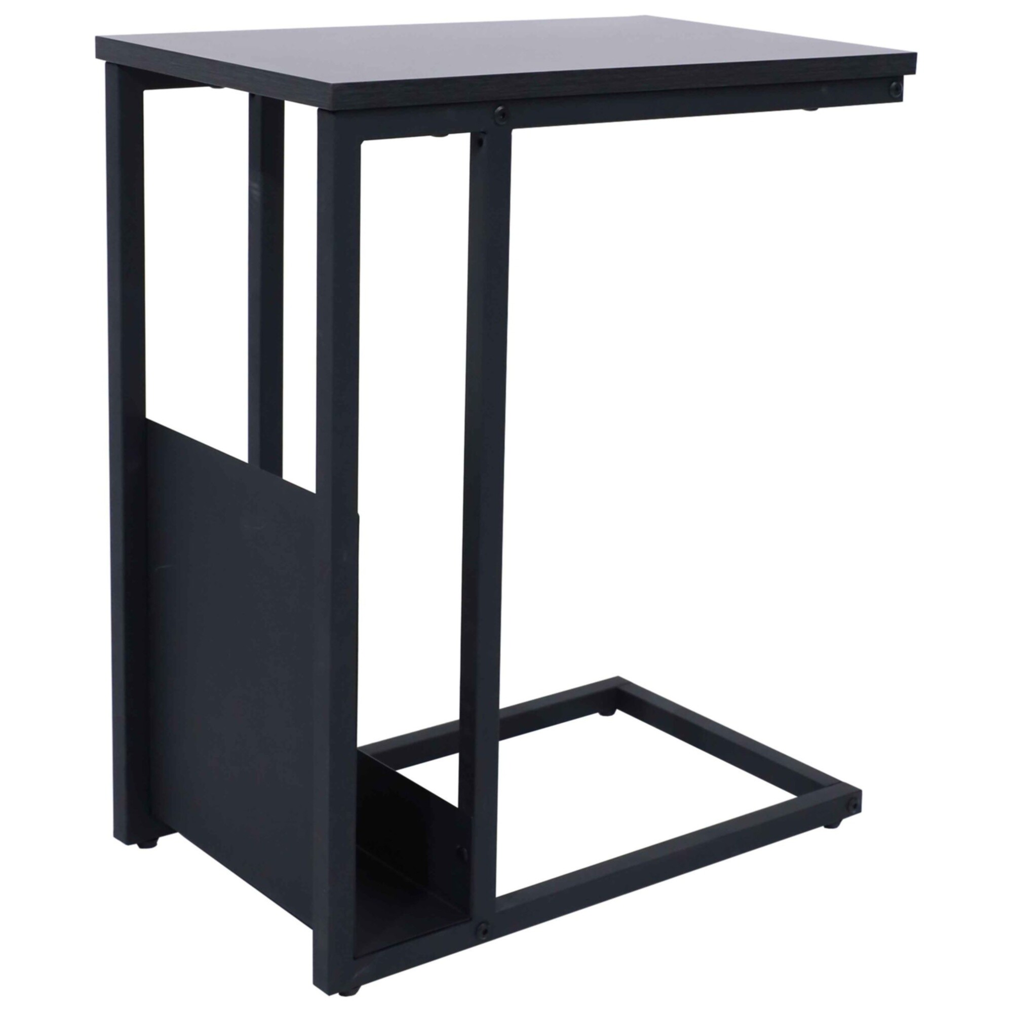 Журнальный столик металлический с деревянной столешницей 60х50 см дуб темный, черный Foxy
