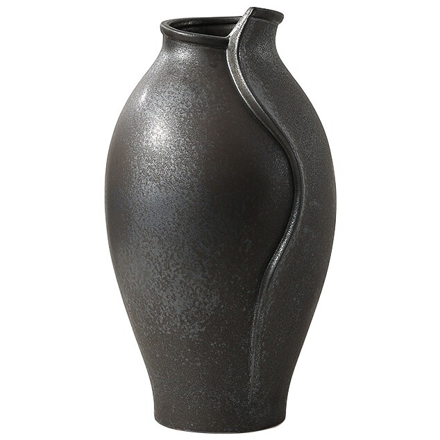 Ваза настольная керамическая 45х25 см черный перламутр Olive vase-Ancient glaze