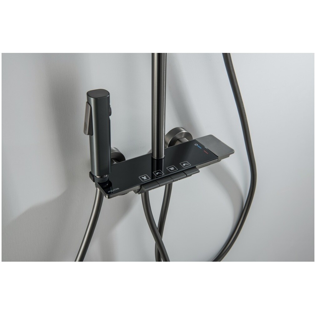 Душевая стойка с верхним душем черный хром Aquatek "Поларис" AQ3040BGM - изображение 12