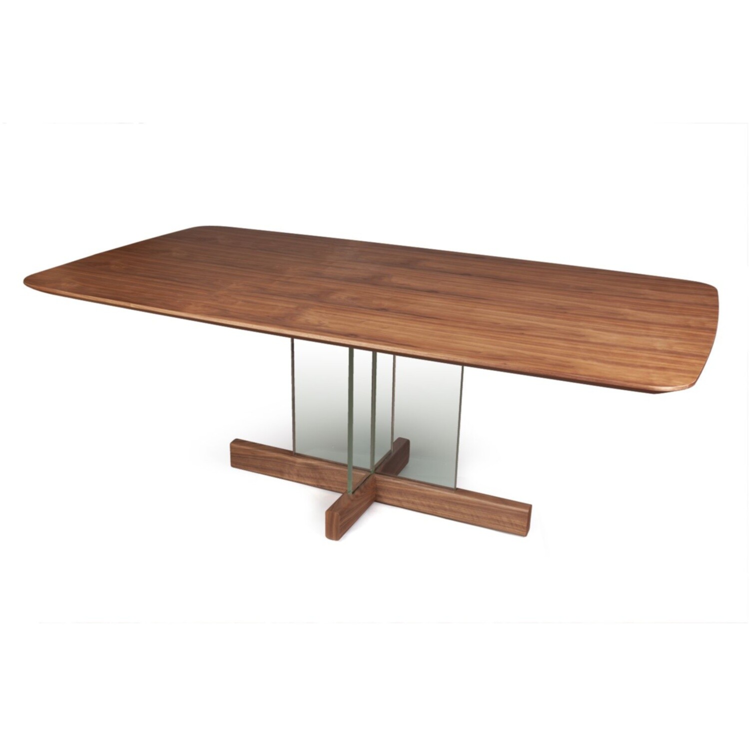 Обеденный стол прямоугольный деревянный на стеклянных опорах 108х200 см орех Ghost