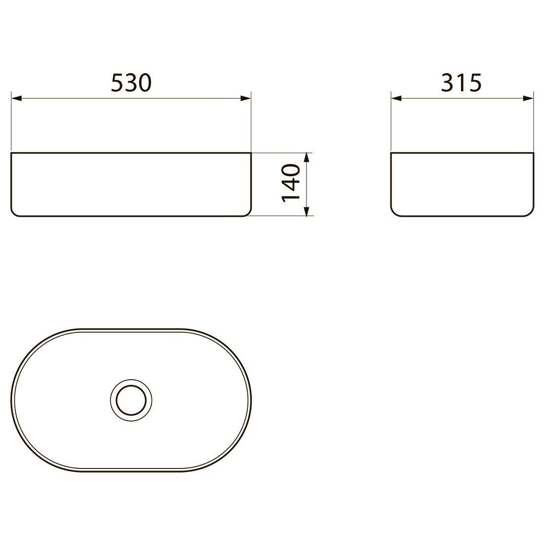 Раковина накладная овальная фарфоровая белая Point "Виктория 53" PN43061 - изображение 5