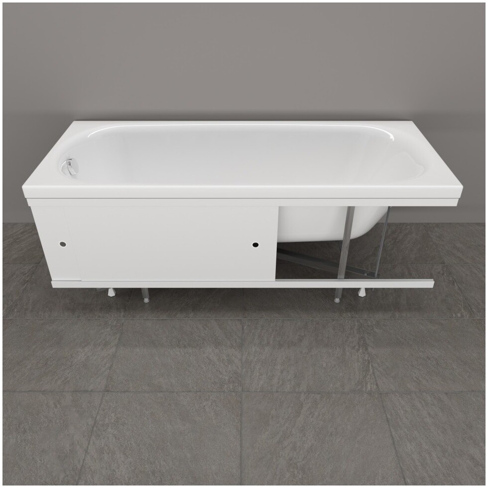 Экран для ванны фронтальный раздвижной пластиковый 49х168 см белый Triton Арт 1680 Щ0000061956 - изображение 5