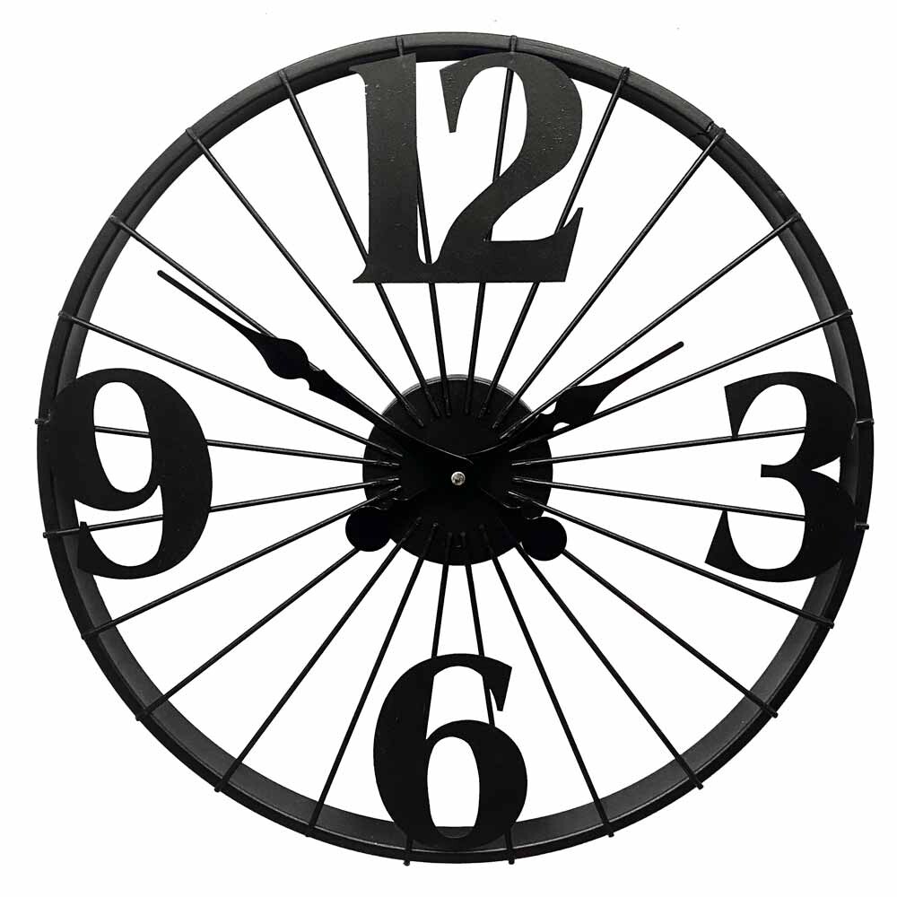 Часы настенные круглые из металла 70 см Black