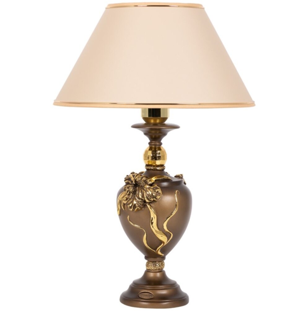 Лампа настольная мраморная с абажуром бронза, крем &quot;Флер де Лис. N38&quot;