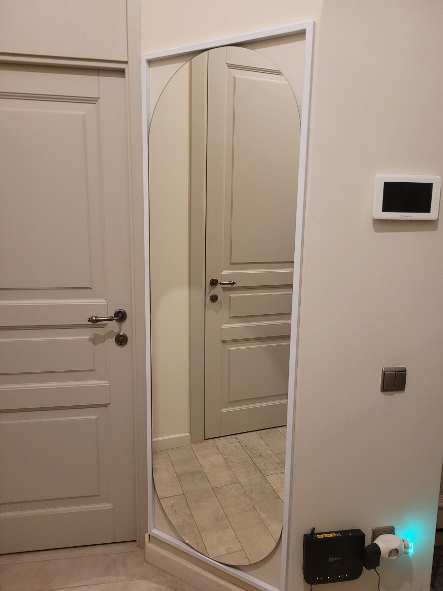 Зеркало в белой раме настенное овальное 180 x 60 см Kvaden White L ...