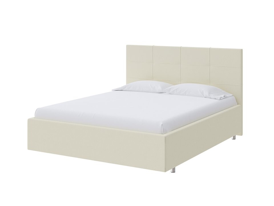 Кровать двуспальная экокожа кремовая 160x200 см Neo