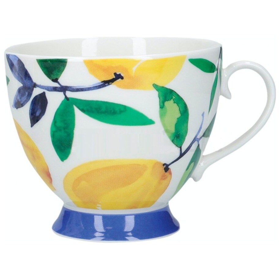 Чашка фарфоровая 400 мл зеленая, желтая Lemon Dream