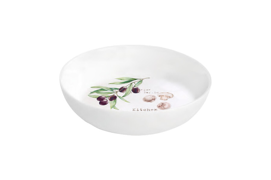 Тарелка фарфоровая суповая 18 см белая с рисунком &quot;Домашняя кухня&quot;
