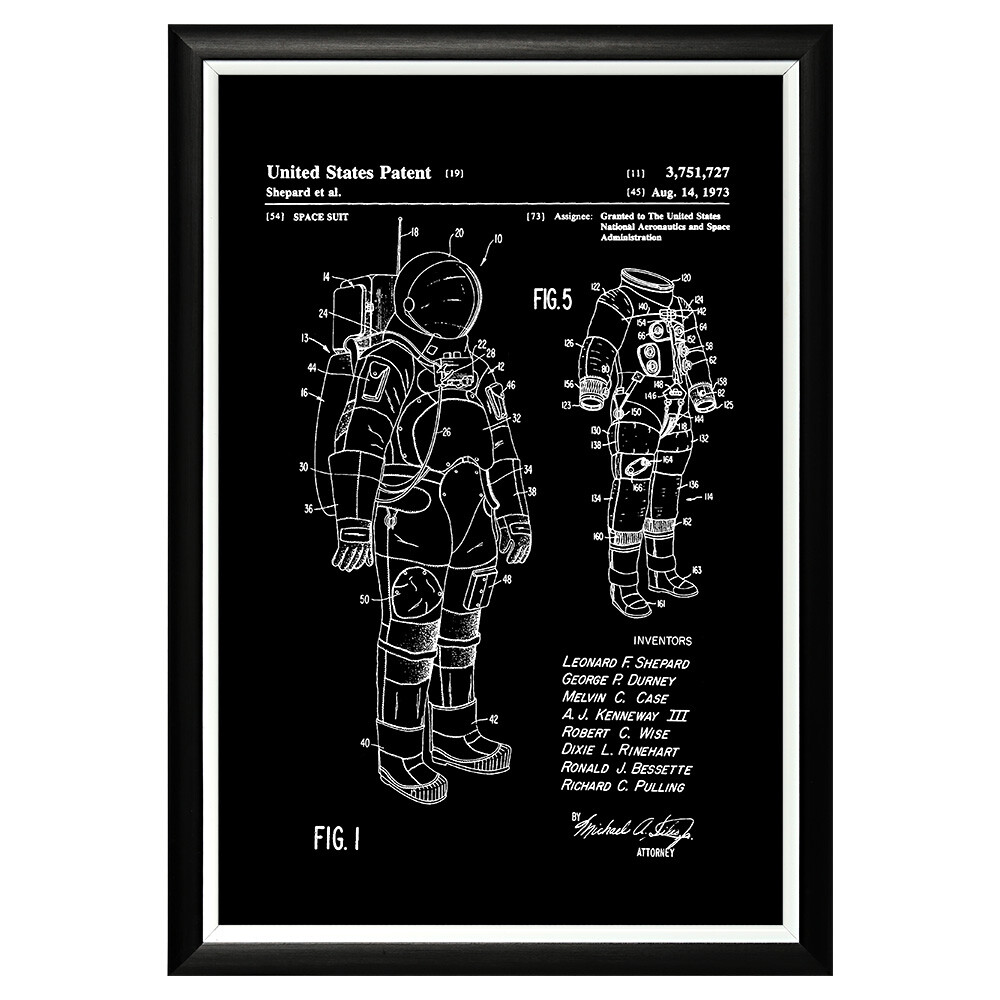 Арт-постер прямоугольный 46х66 см &quot;Патент на космический скафандр &quot;Аполлон&quot;, 1973&quot;