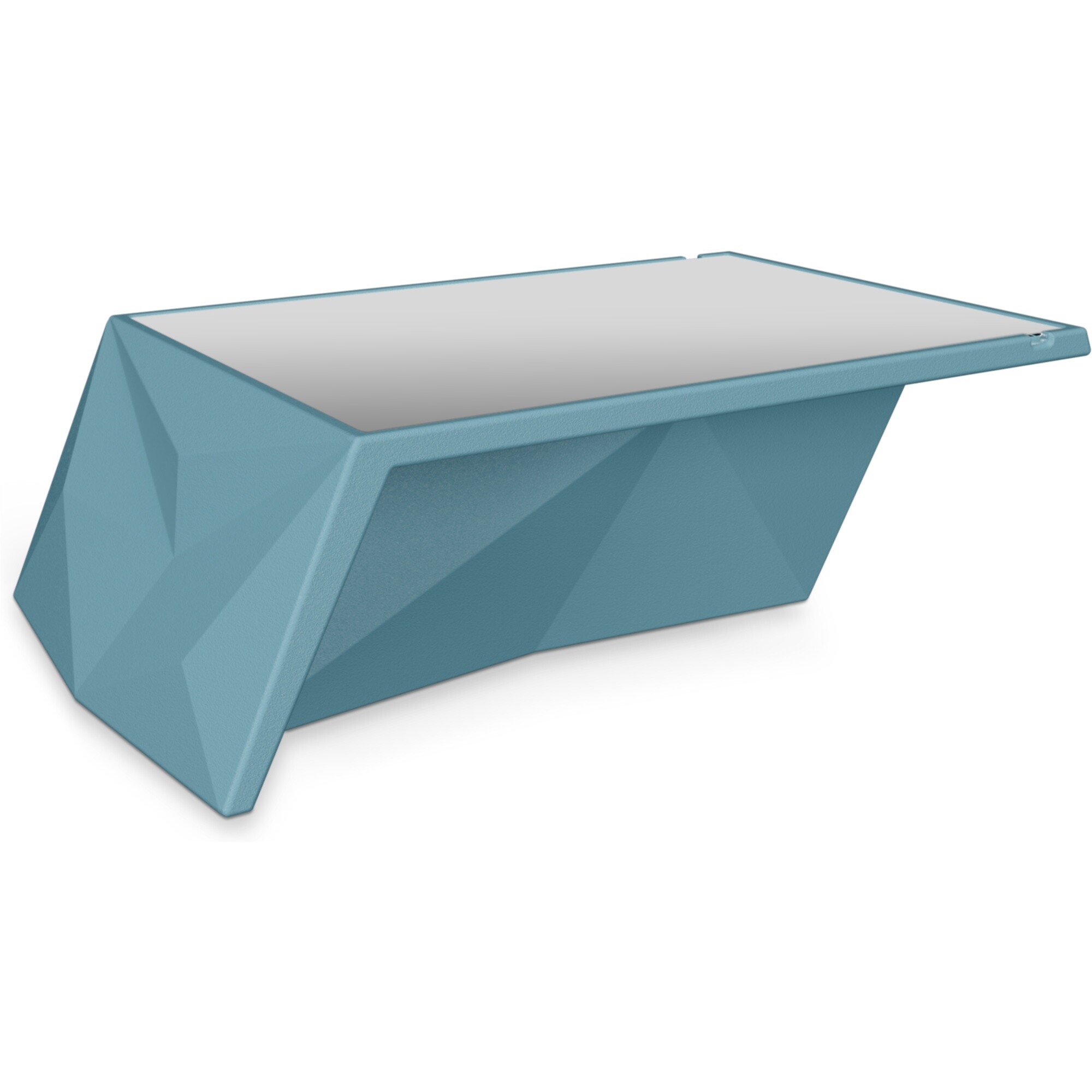 Стол пластиковый прямоугольный со стеклом голубой Quaro