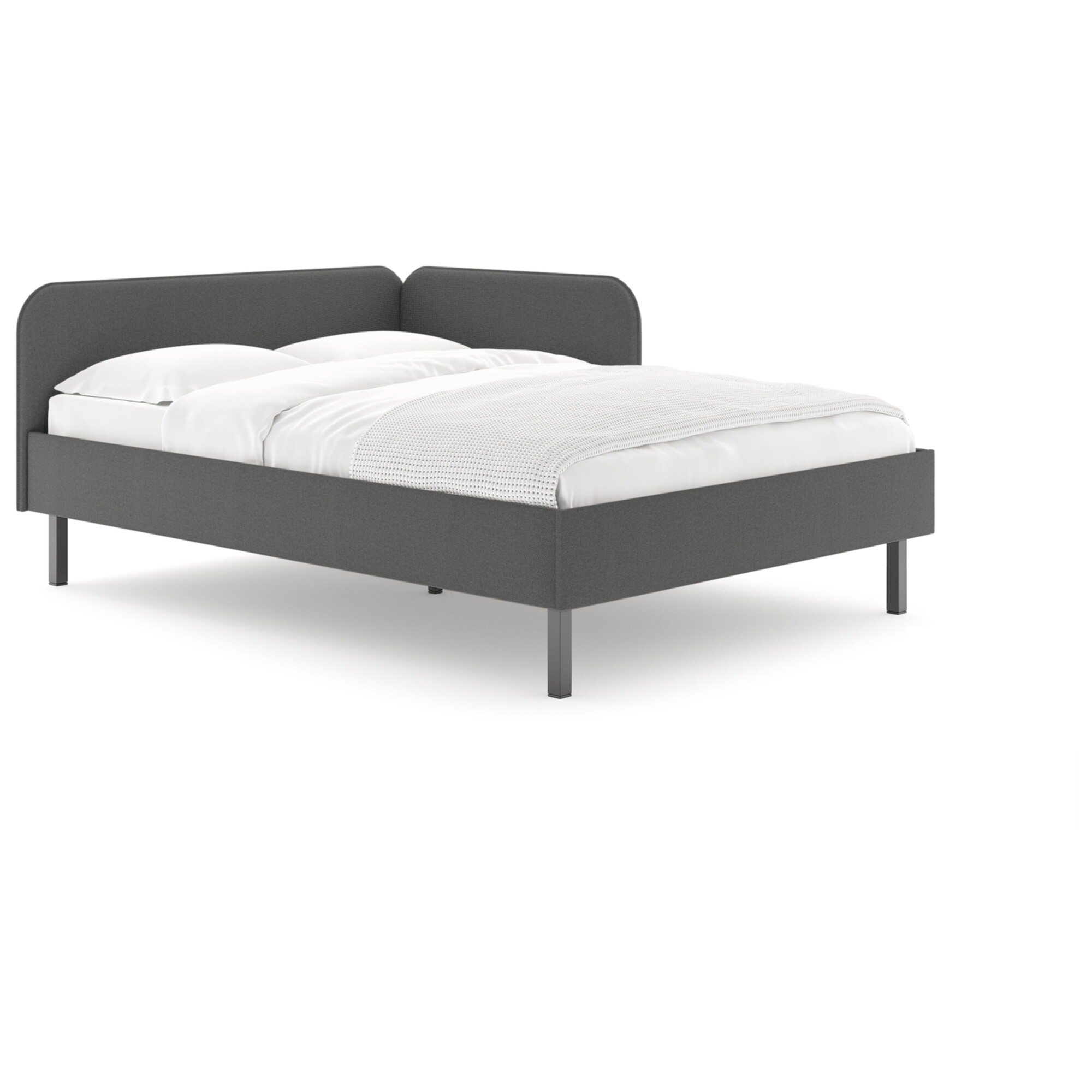 Кровать полутораспальная с мягким угловым изголовьем 140х200 см багама серая Julia
