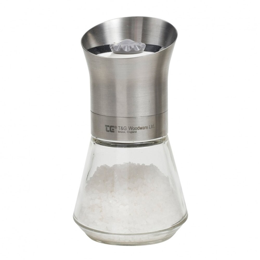 Мельница для соли стеклянная с металлической крышкой хром, прозрачная Tip Top