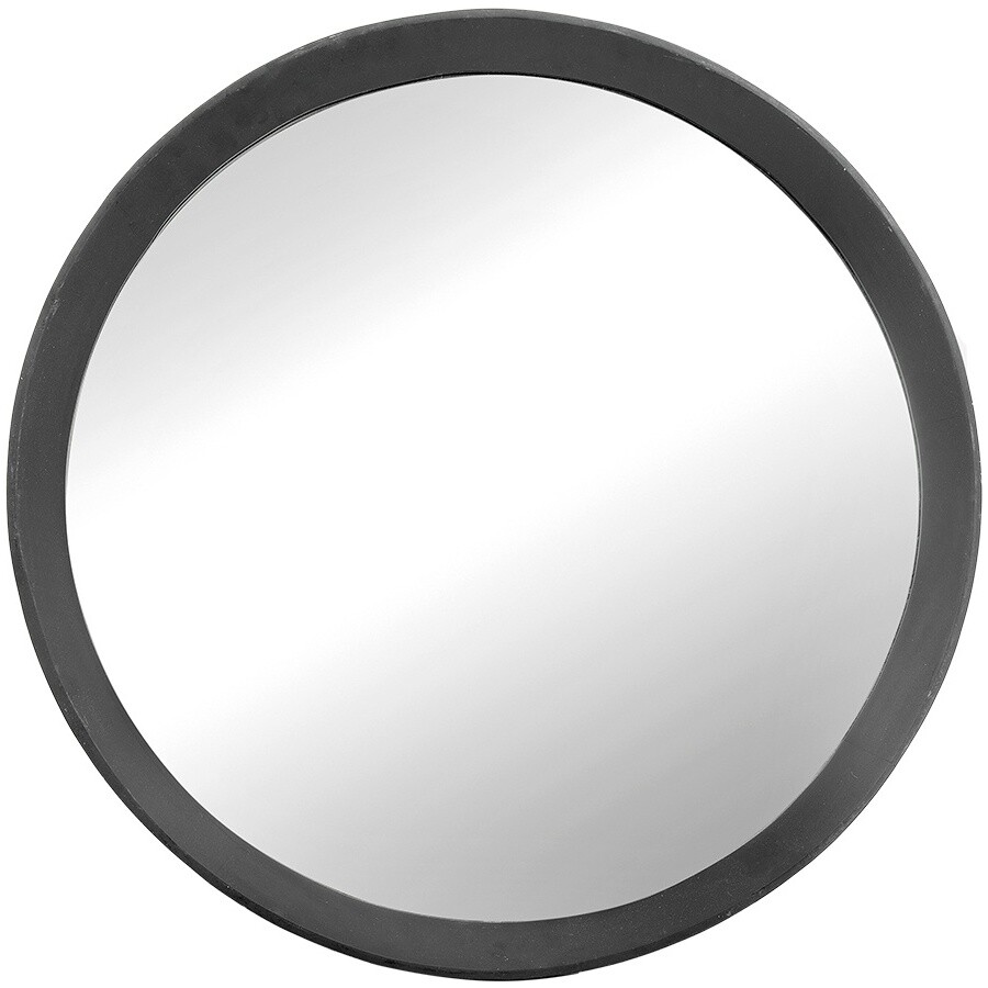 Зеркало настенное круглое в деревянной раме черное