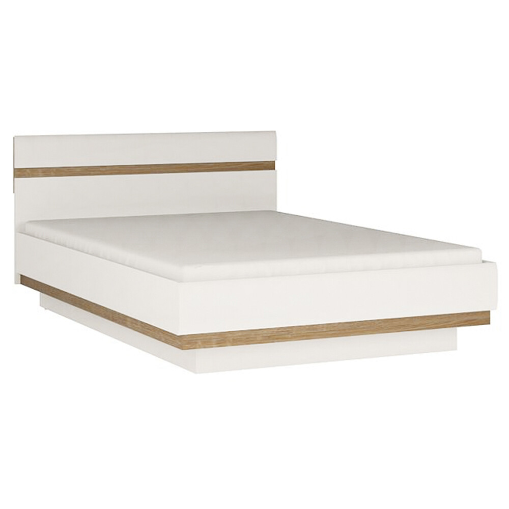 Кровать полутораспальная с подъёмным механизмом 140х200 см белая, сонома трюфель Linate