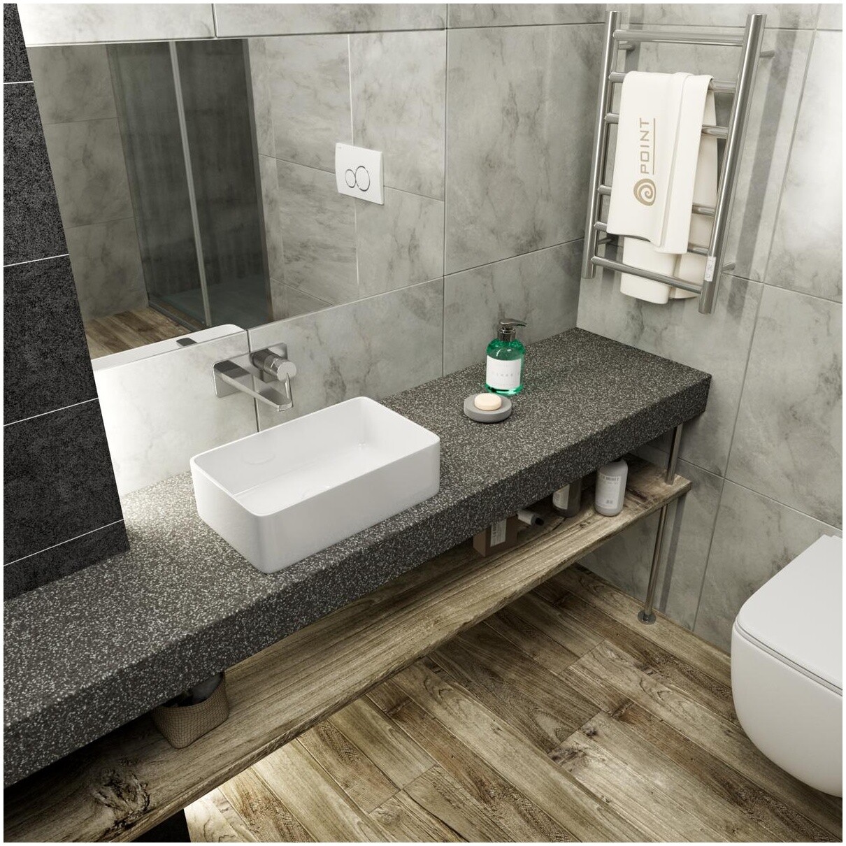 Раковина накладная прямоугольная белая Point "Аврора 38" PN43102 - изображение 4