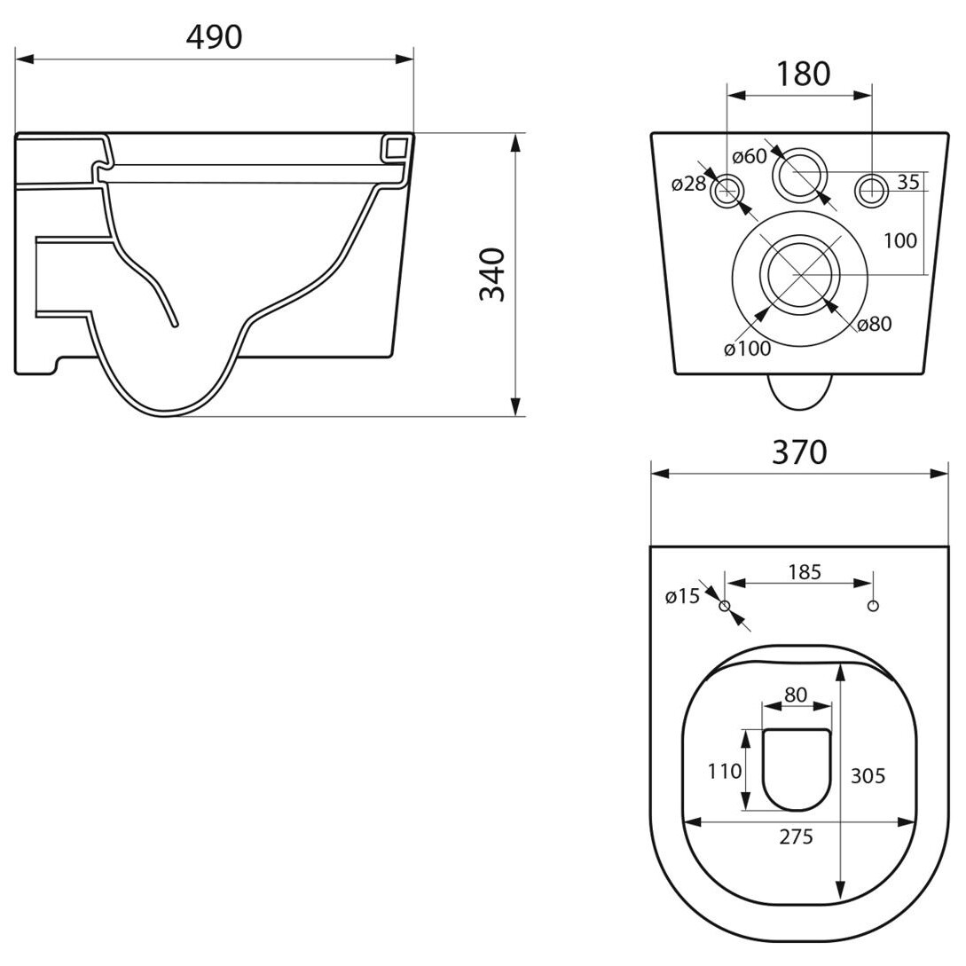 Унитаз Point "Веста" с инсталляцией OLI 120 ECO с кнопкой черной KARISMA 879235pKA03+PN41701 - изображение 6