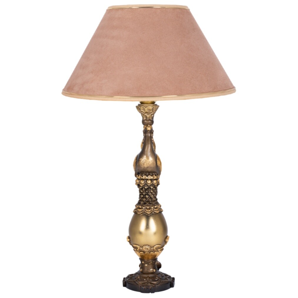 Лампа настольная с абажуром бронза, карамель &quot;Павлин&quot;
