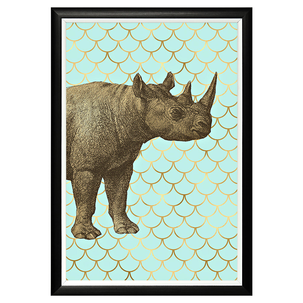 Постер на стену серо-голубой 46х66 см &quot;Самый обыкновенный носорог&quot;
