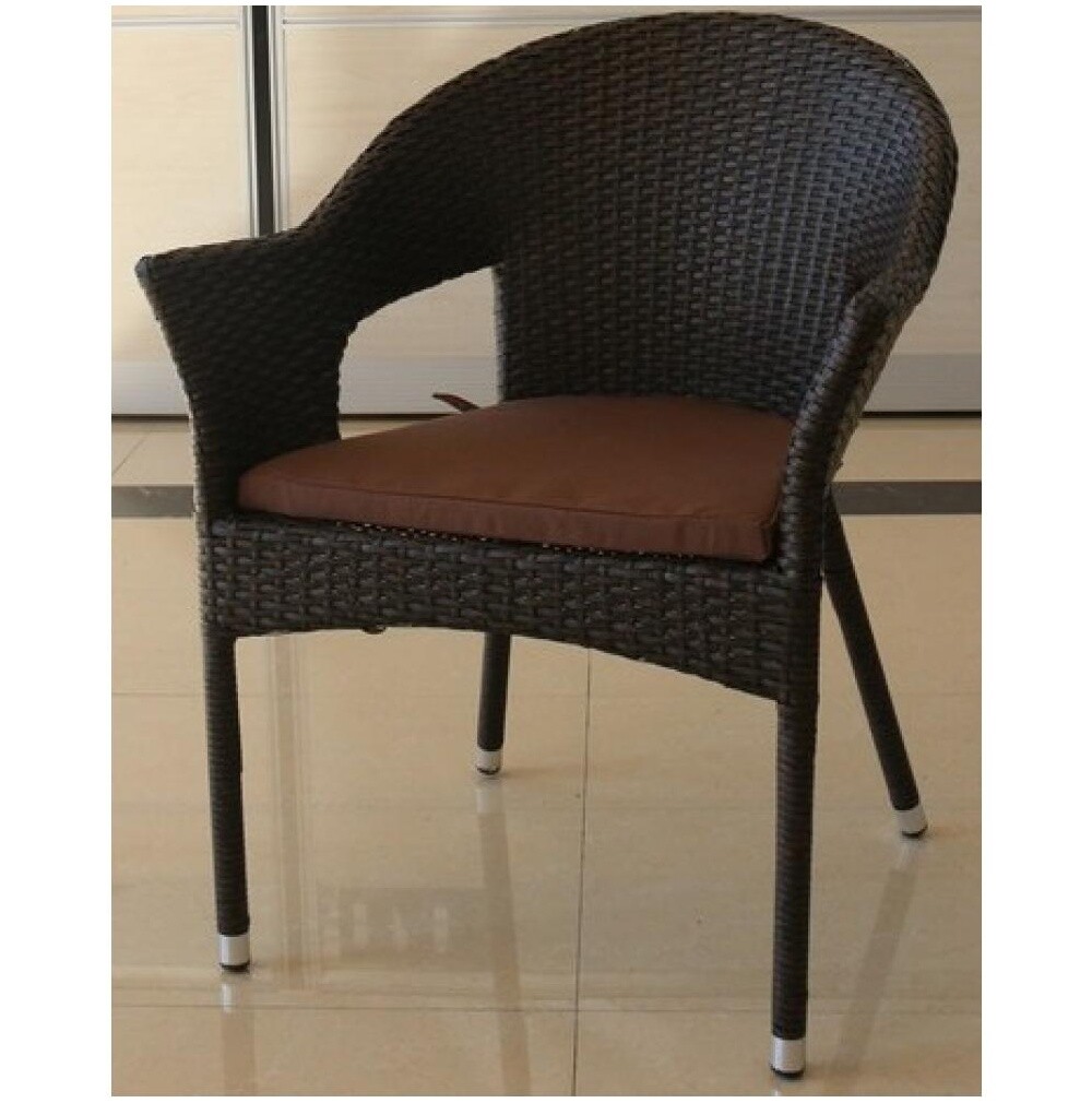 Кресло плетеное из искусственного ротанга с подушкой коричневое Y79A-W53 Brown