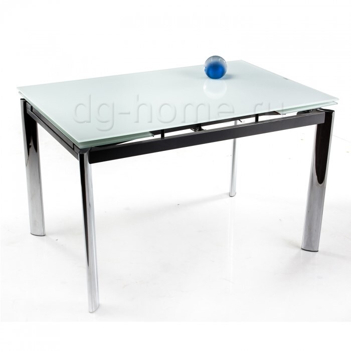 Обеденный стол раздвижной стеклянный экстра белый 120-181 см Cubo