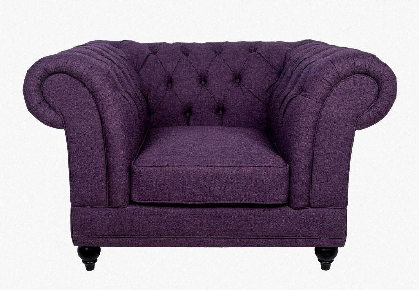 Кресло мягкое с широкими подлокотниками и стяжкой фиолетовое Dasen Purple