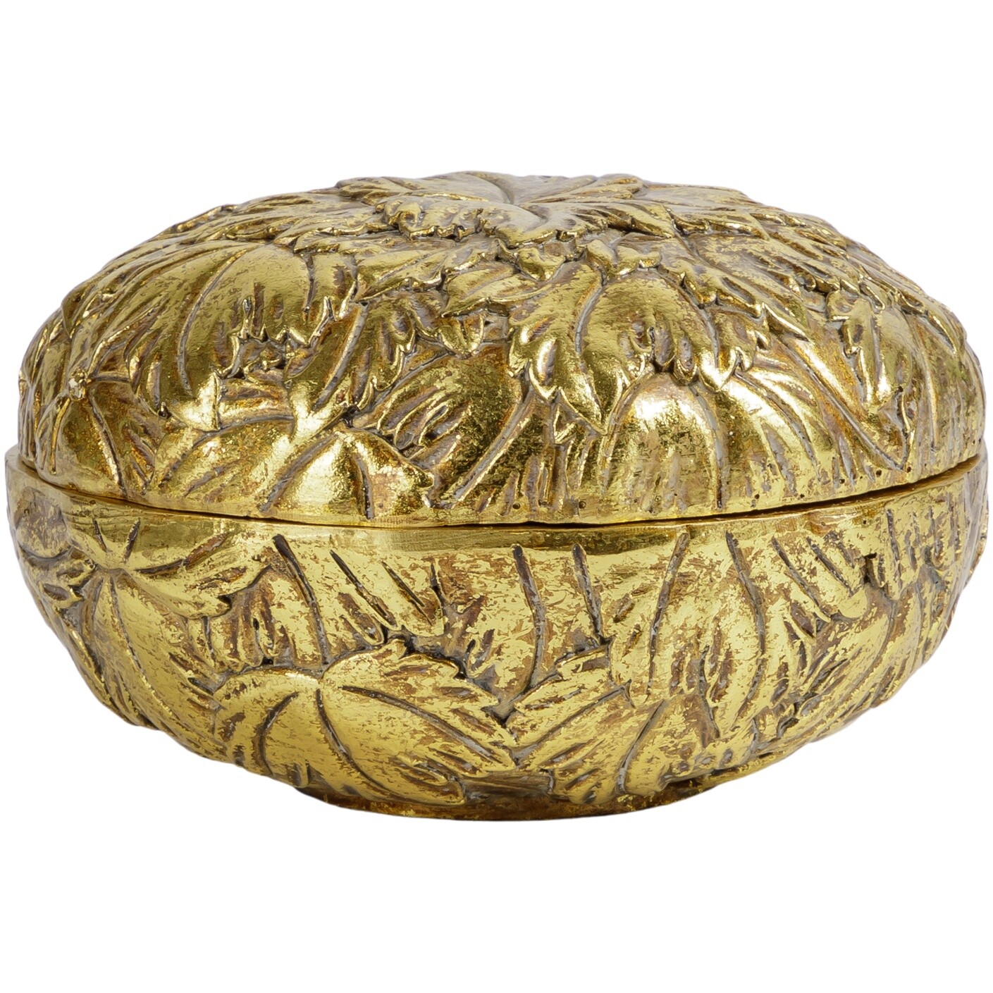 Шкатулка декоративная под старину круглая 13x8см золото Glasar