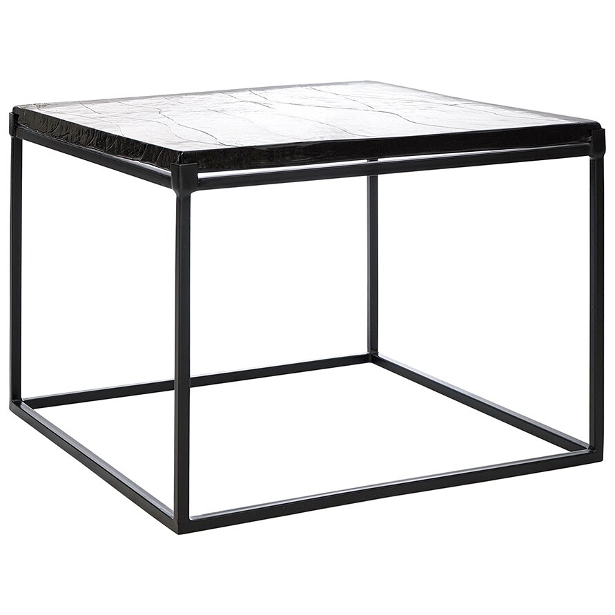 Журнальный столик квадратный со стеклянной столешницей черный, прозрачный Mayen frosted