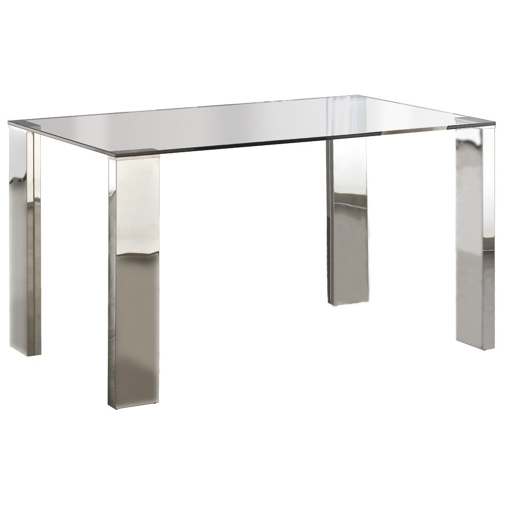 Обеденный стол стальной со стеклянной столешницей Malibu