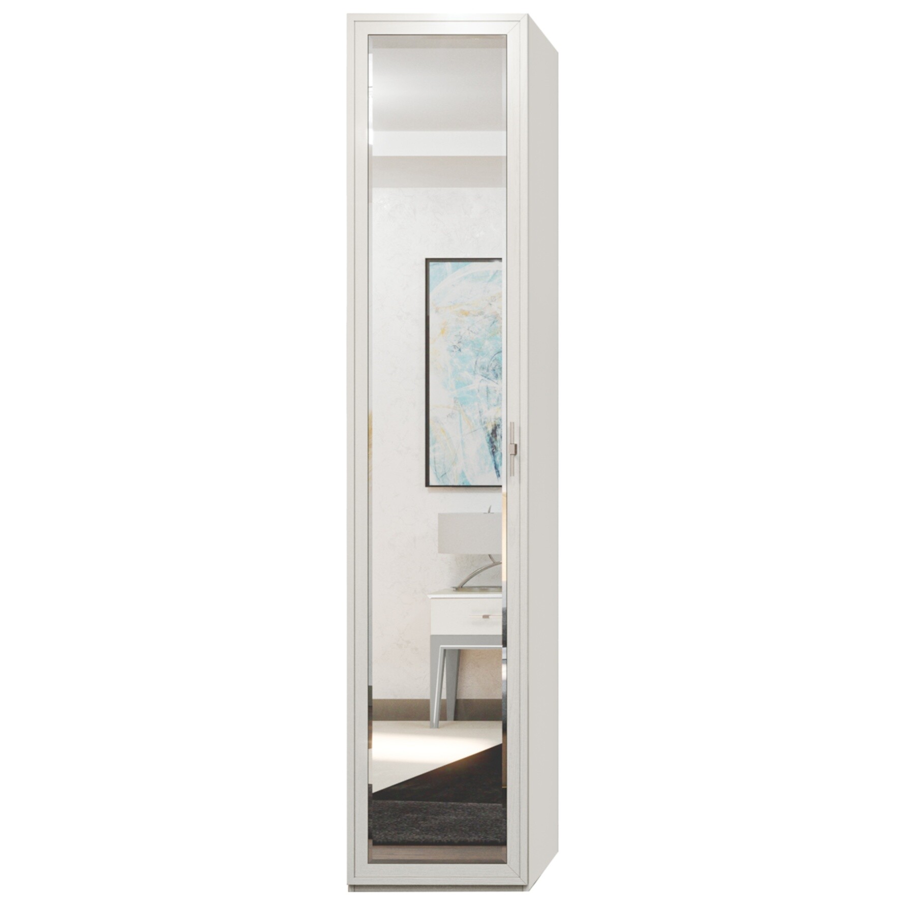 Шкаф-пенал платяной с зеркалом 50 см светло-серый Palmari