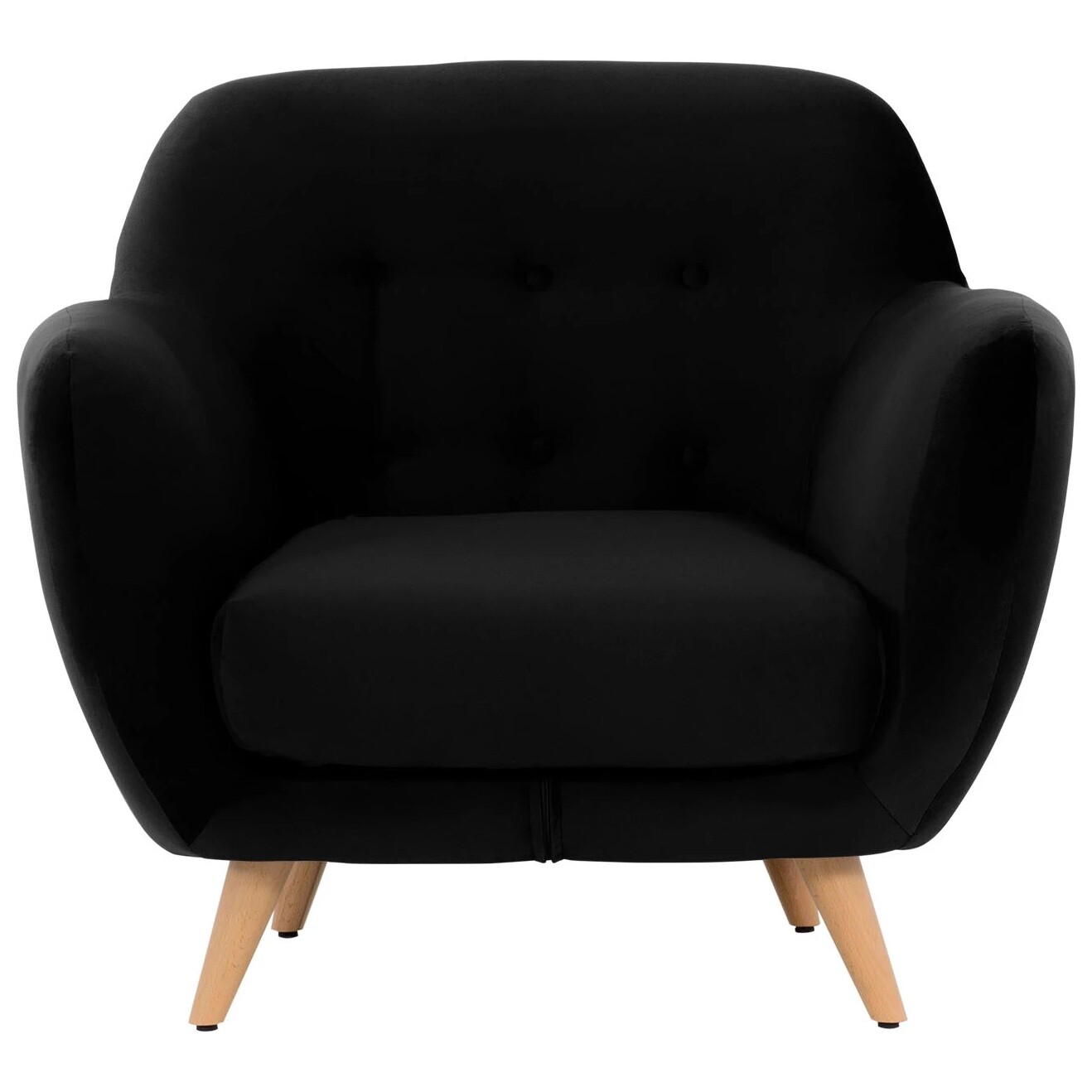 Кресло мягкое на деревянных ножках ткань Foxy 90 черное Loa