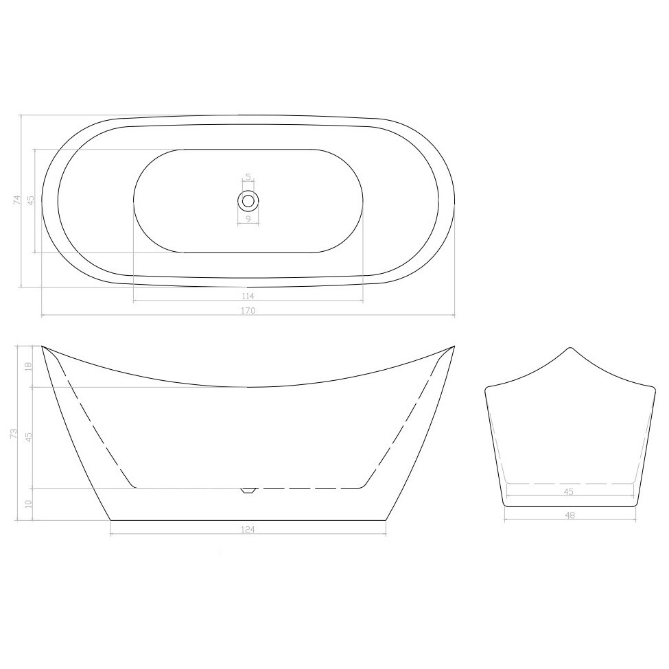 Ванна акриловая овальная 74х170 см белая Cerutti SPA NEMI170II CT10506 - изображение 5