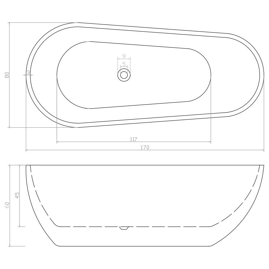 Ванна акриловая овальная 80х170 см белая Cerutti SPA MIMI170II CT10503 - изображение 5