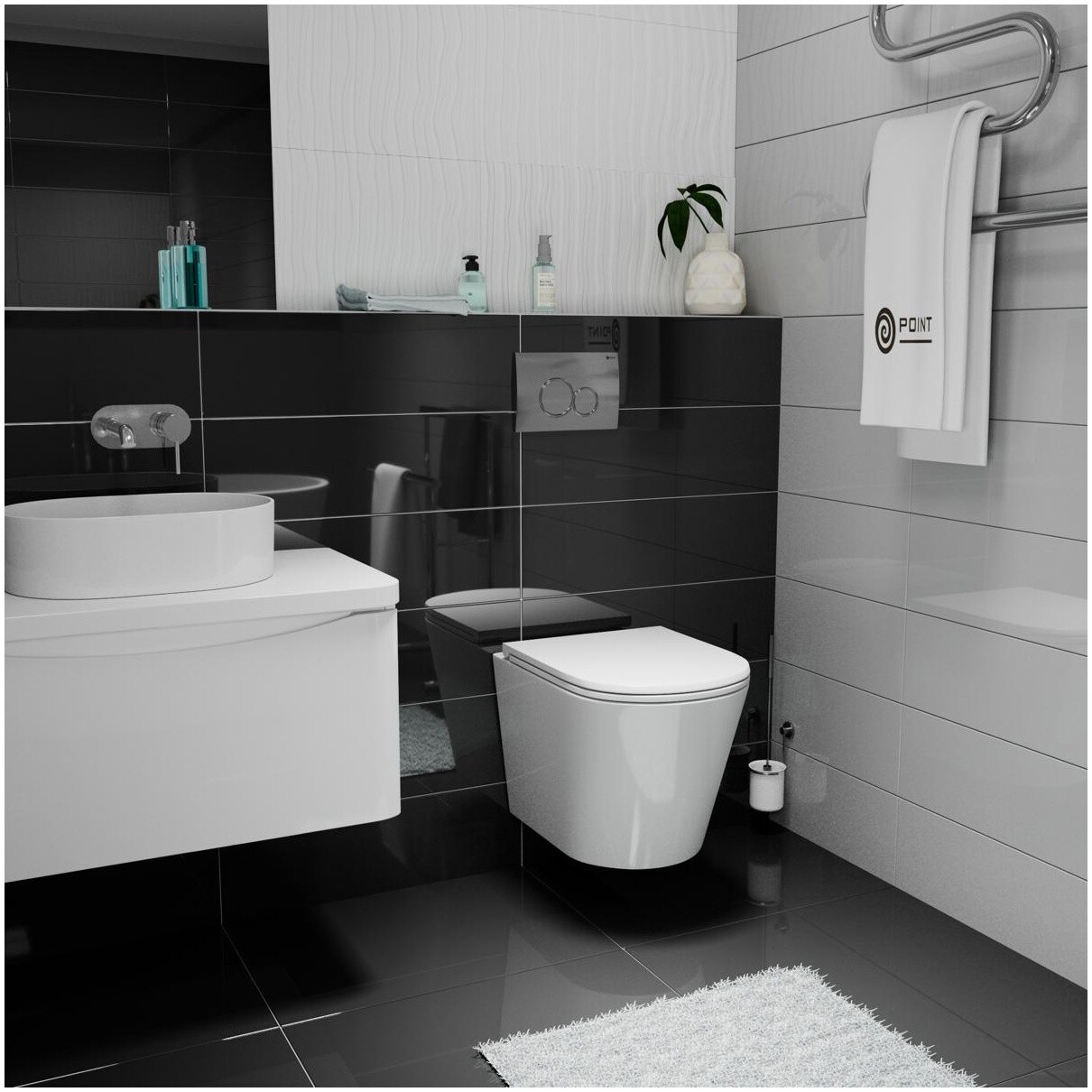 Унитаз подвесной безободковый с сиденьем микролифт белый Point "Виктория" PN41061 - изображение 5